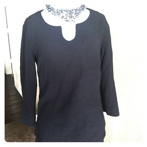 Vintage Black ExOfficio Notched Tunic Style Top Size Medium